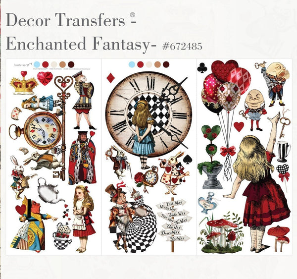 Re-design with Prima ENCHANTED FANTASY Alice in Wonderland Decor Transfer 24"x35" #672485