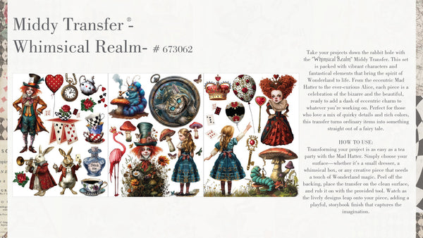 re-design with Prima WHIMSICAL REALM Alice 8.5 x 11 Middy Decor Transfers 3 sheets #673062