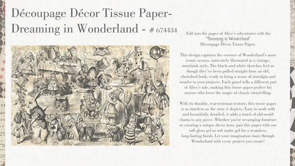 ReDesign with Prima DREAMING IN WONDERLAND Alice Decoupage Decor Tissue Paper 19" x 30"  #674434