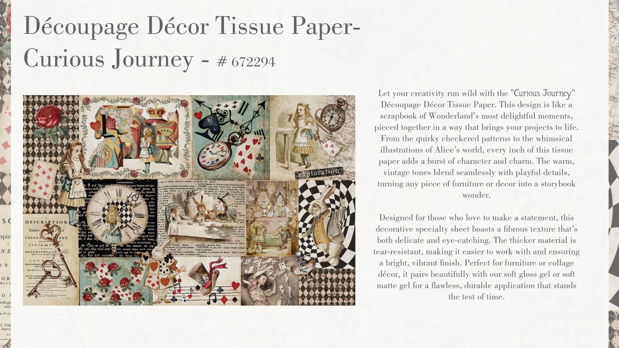 ReDesign with Prima CURIOUS JOURNEY Alice Decoupage Decor Tissue Paper 19