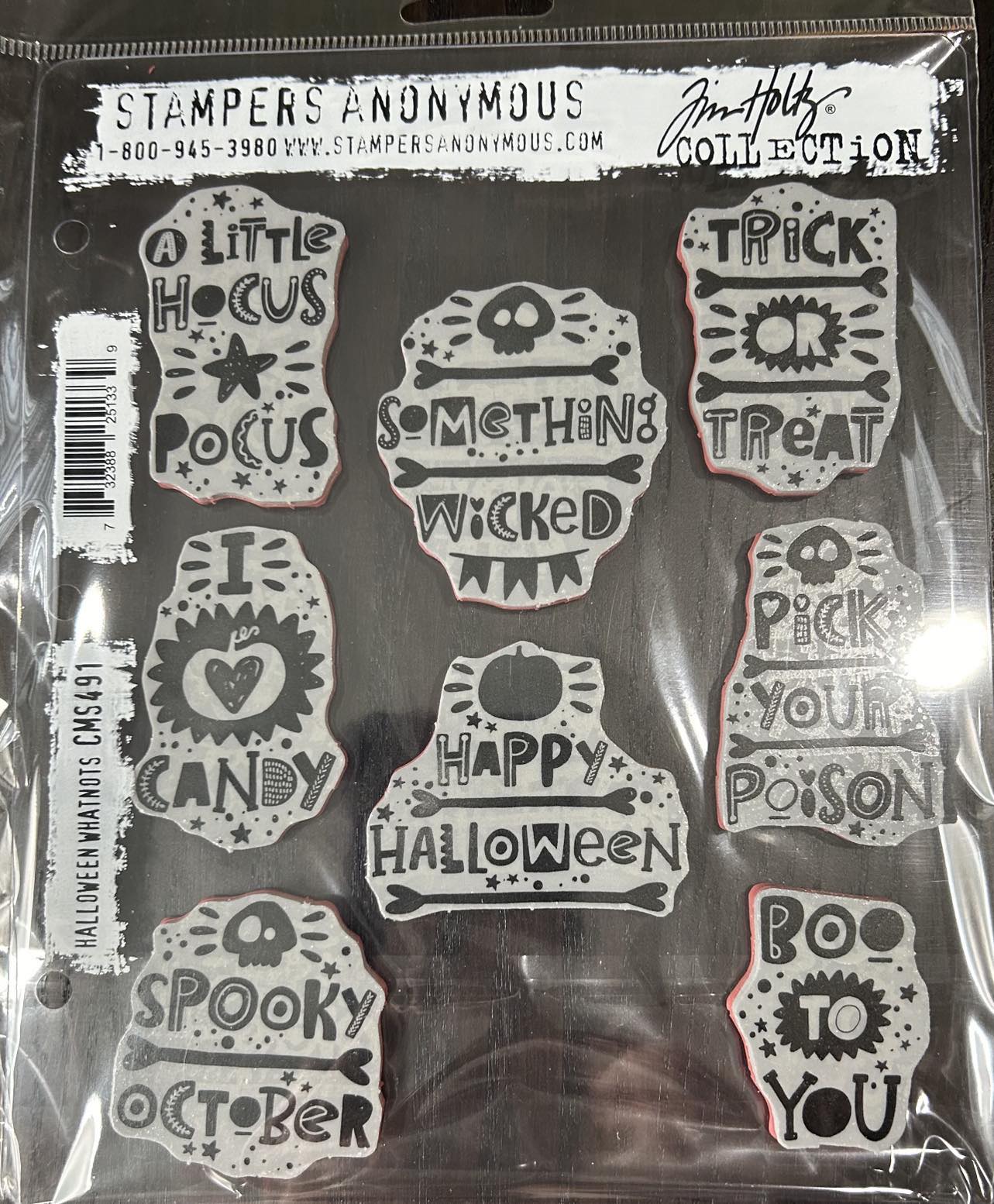 Tim Holtz HALLOWEEN WHATNOTS Cling Mounted Red Rubber Stamps #CMS491