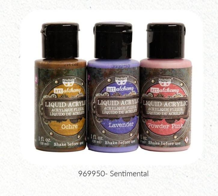 Finnabair Prima Limited Edition SENTIMENTAL Liquid Acrylic Set 3 Colors x 1 fl oz each #969950