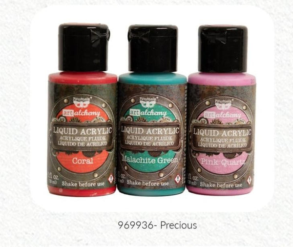 Finnabair Prima Limited Edition PRECIOUS Liquid Acrylic Set 3 Colors x 1 fl oz each #969936