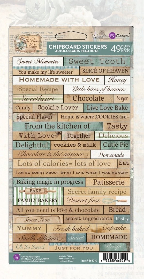 Prima THE HOME BAKER CHIPBOARD Stickers 49 pcs #672683