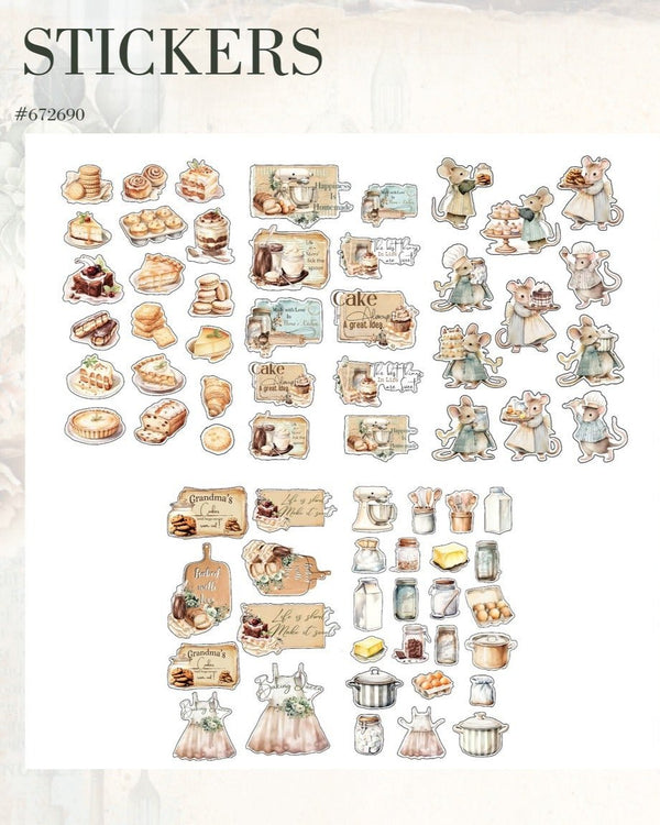 Prima THE HOME BAKER Collection Stickers 5 sheets #672690