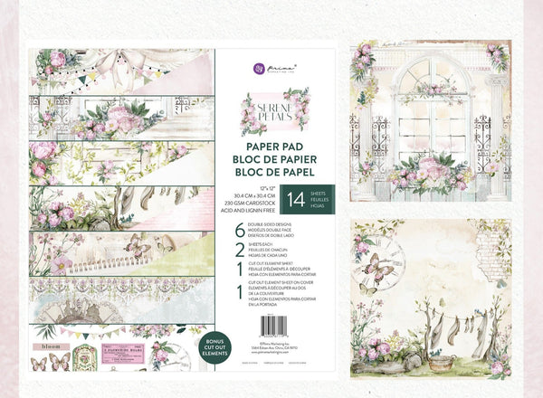 Prima SERENE PETALS Collection 12x12 Paper Pad 14 Sheets #671198