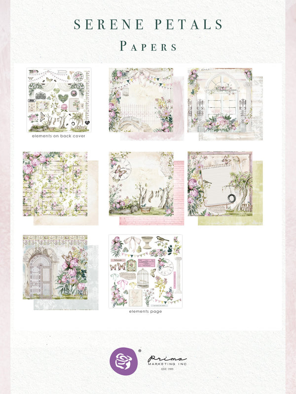 Prima SERENE PETALS Collection 12x12 Paper Pad 14 Sheets #671198
