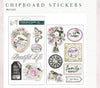 Prima SERENE PETALS Collection Garden Whispers CHIPBOARD Stickers 15 pcs #671235