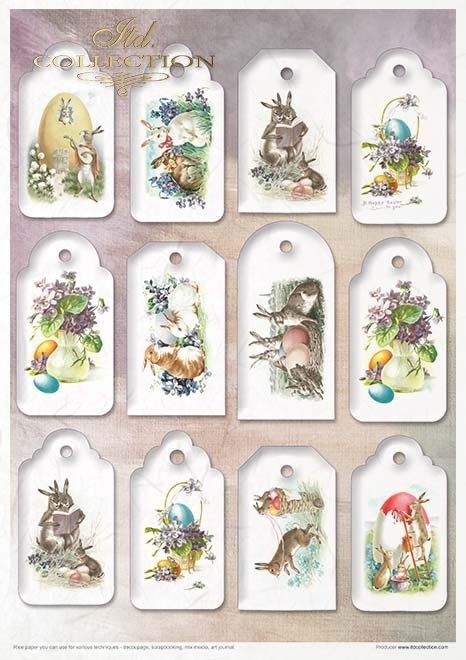 ITD Collection Easter Bunny A4 Rice Paper Set 11 Sheets #RP050