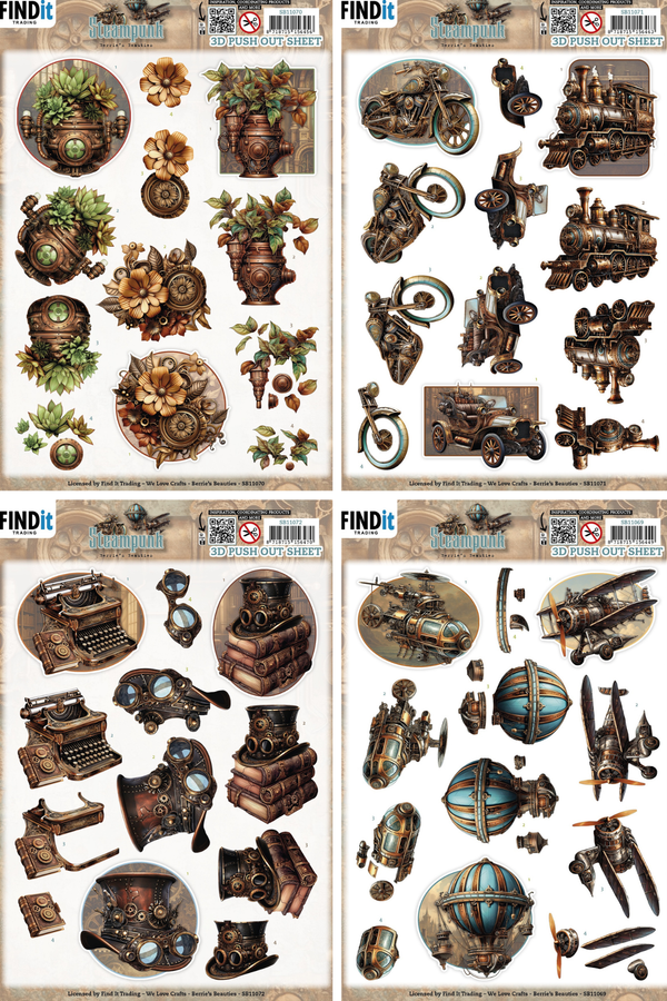 Find It Trading Steampunk BERRIE'S BEAUTIES 3D Push Out Sheets - 4 Sheets