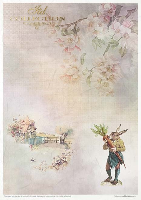 ITD Collection Easter Bunny A4 Rice Paper Set 11 Sheets #RP050