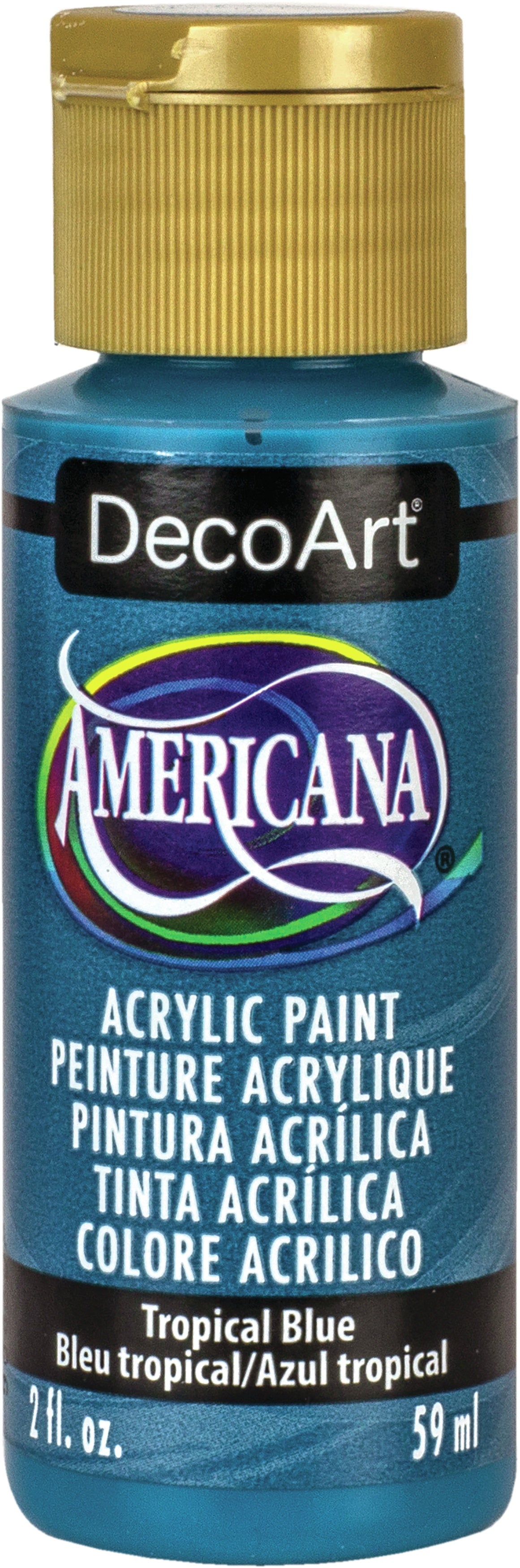 DecoArt TROPICAL BLUE Americana Acrylic Paint 2 oz. Bottle - #DA375