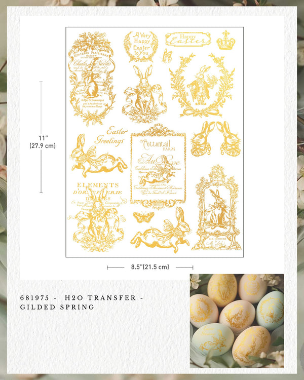 Re-design with Prima GILDED SPRING Gold H20 Transfers  8.5"x 11" 2 sheets #681975