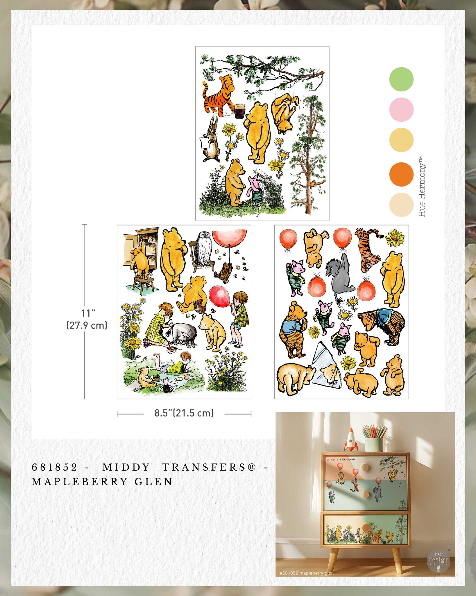 Re-design with Prima MAPLEBERRY GLEN 8.5 x 11 Middy Transfers 3 sheets #681852