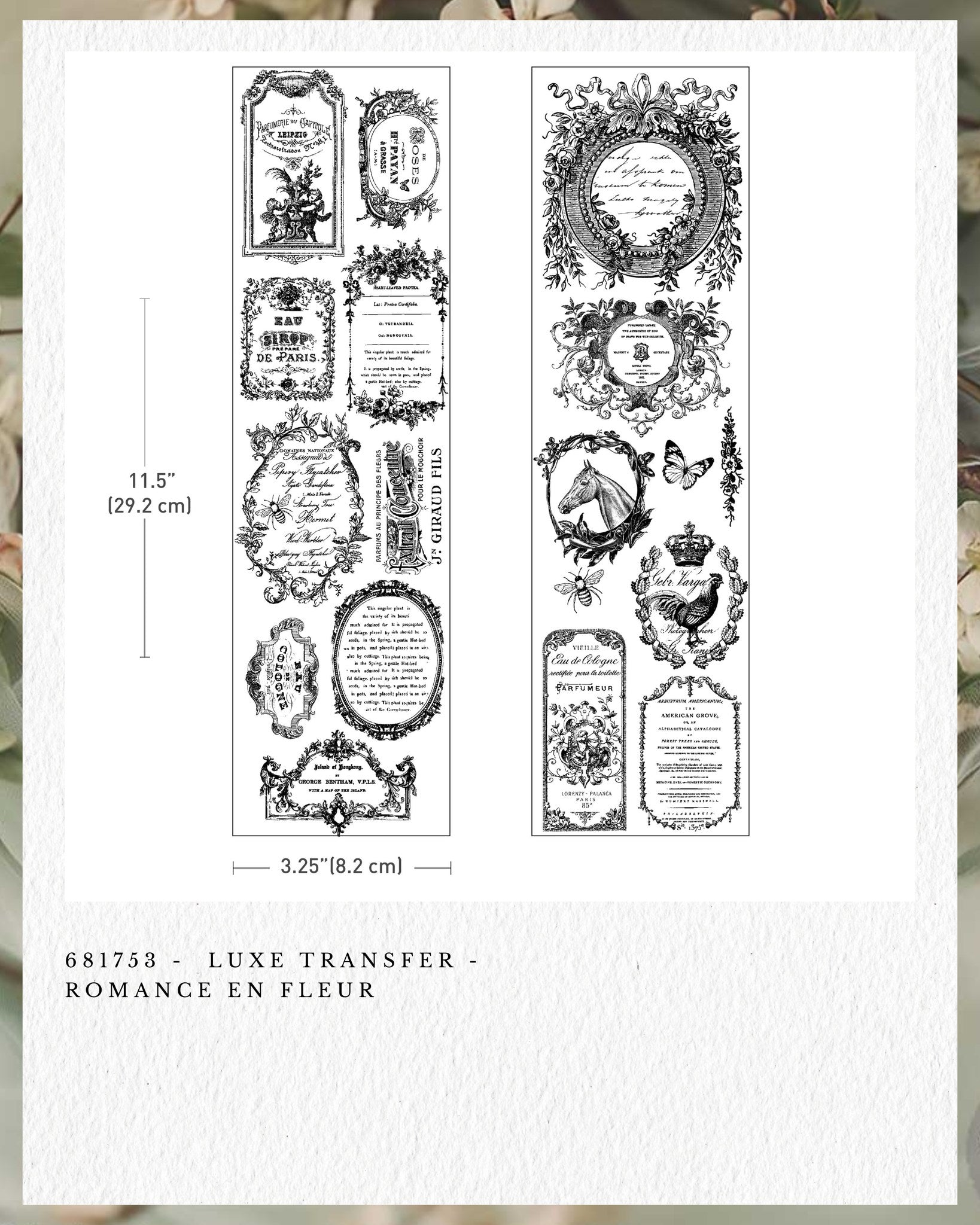 Re-design with Prima ROMANCE EN FLEUR Luxe Transfers NEW 3.25