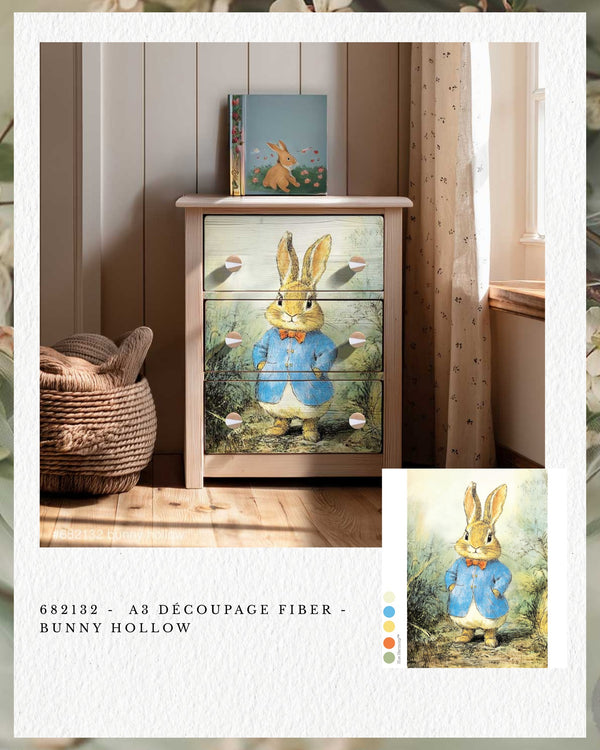 Re-Design with Prima BUNNY HOLLOW A3 Decoupage FIBER 11.7" x 16.5" 1 Sheet #682132