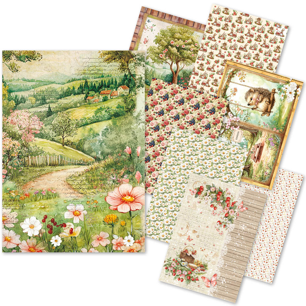 Ciao Bella WOODLAND PARTY A5 Assorted Rice Paper Selection Decoupage 8 sheets #CBRS016