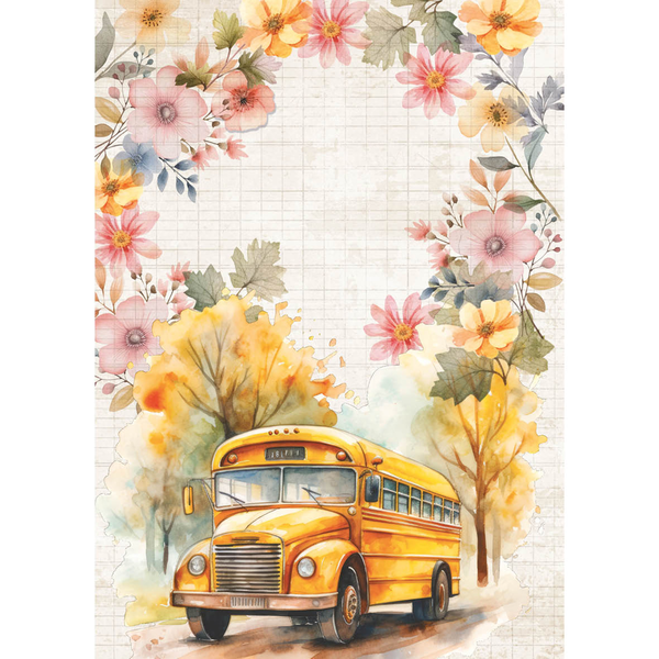 Ciao Bella BACK TO SCHOOL A5 Assorted Rice Paper Selection Decoupage 8 sheets #CBRS018