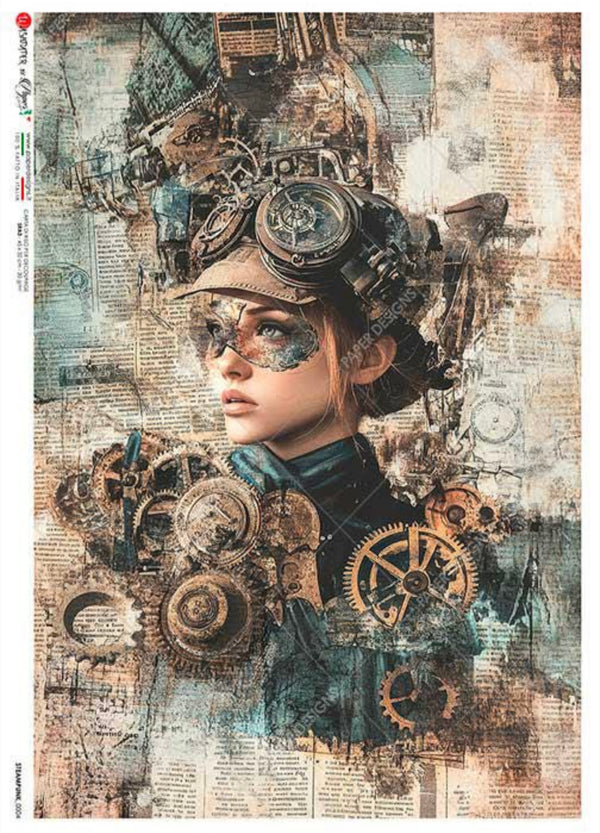 Paper Designs STEAMPUNK A5 Assorted Rice Paper Selection Decoupage 8 sheets #A5STEAMPUNK