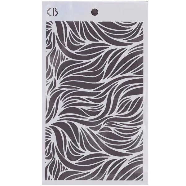 Patterned stencil with wavy lines on a white background