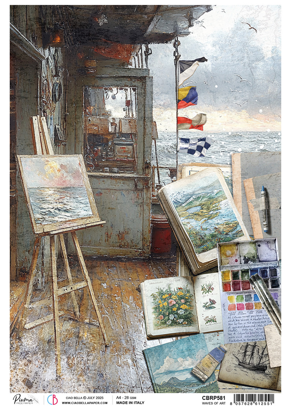 Ciao Bella AN ARTIST JOURNEY - WAVES OF ART A4 Rice Paper Mixed Media #CBRP581
