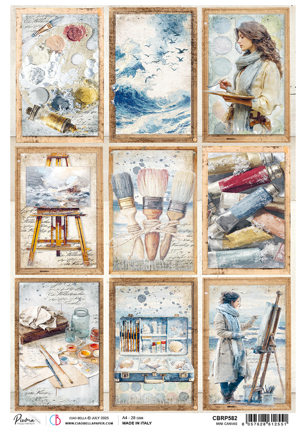 Ciao Bella AN ARTIST JOURNEY - MINI CANVAS A4 Rice Paper Mixed Media #CBRP582