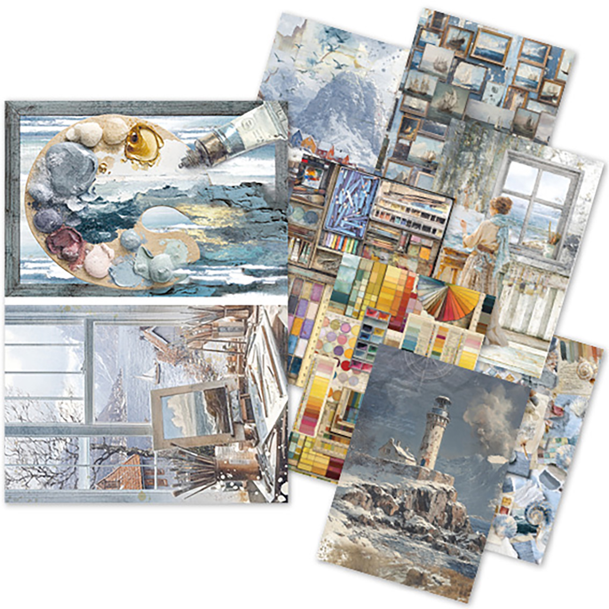 Ciao Bella AN ARTIST JOURNEY A5 Assorted Rice Paper Selection Decoupage 8 sheets #CBRS027