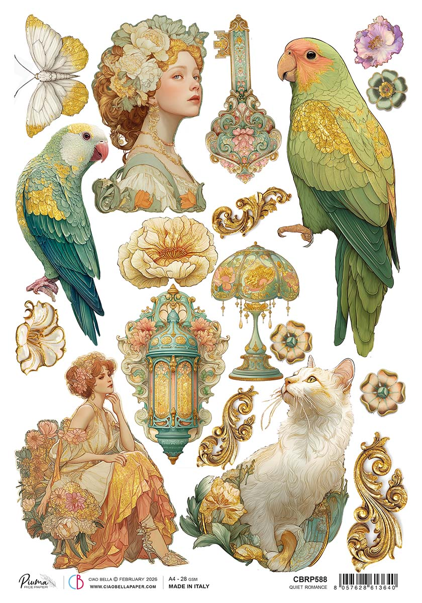 Ciao Bella ARTEMIS - QUIET ROMANCE A4 Rice Paper Mixed Media #CBRP588