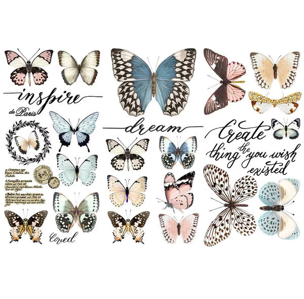 re-design Prima PAPILLON COLLECTION 6X12 Decor Transfers 3 sheets #653385