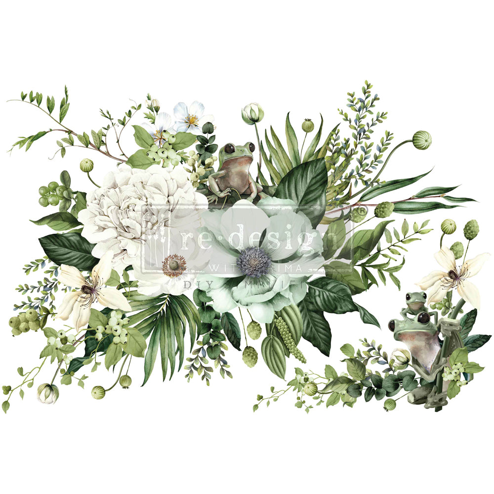 Re-design with Prima FROGGY MEADOW GREENS Decor Transfer 24