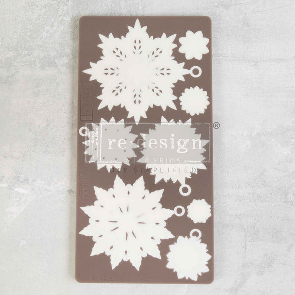 Re-Design with Prima PAPERCRAFT CHARMS Snowflakes Christmas Moulds - Food Safe Heat Resistant Resin 5X10 #670405