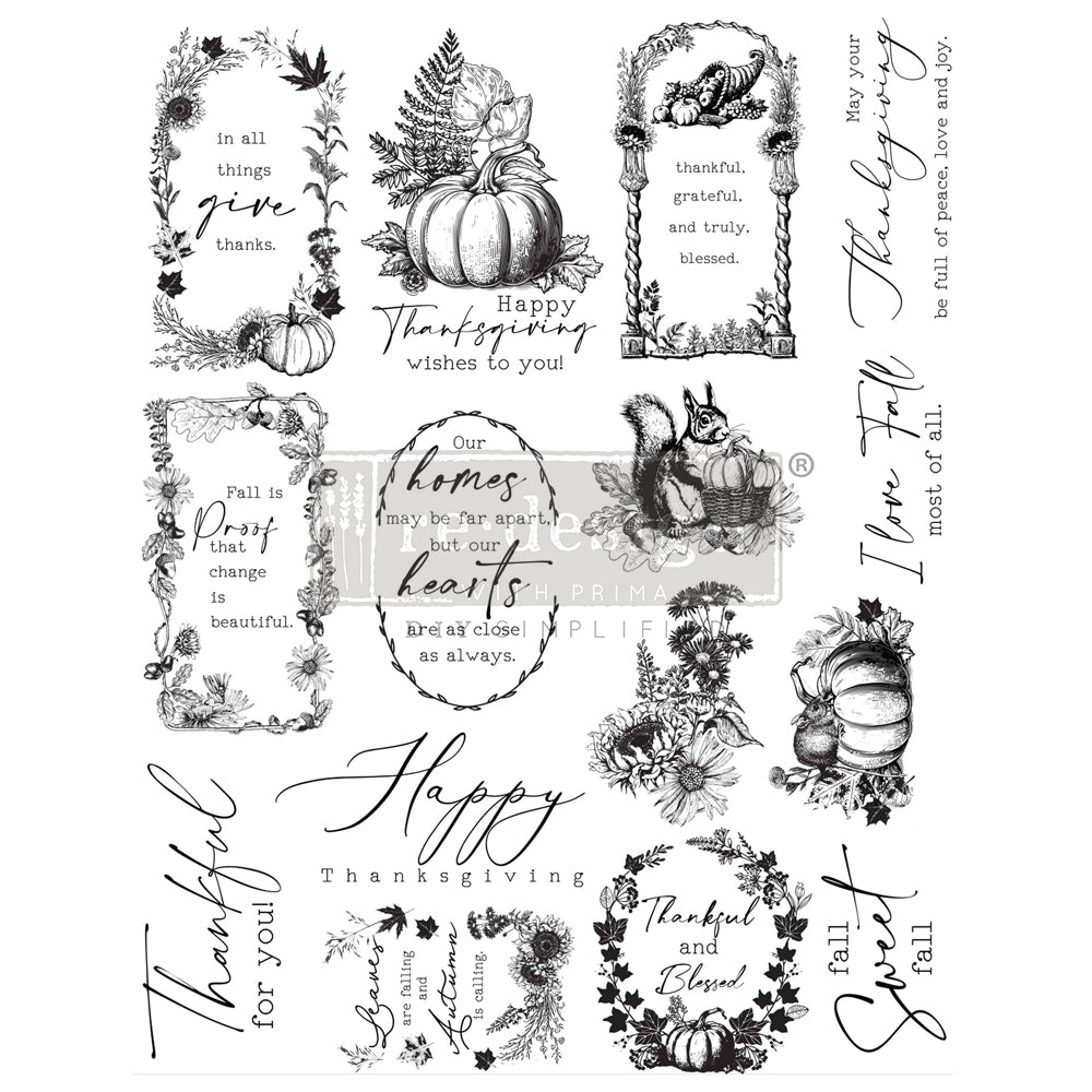 Re-Design with Prima FALL SWEET FALL Decor Stamps Clear Stamps 8.5x11 #671419