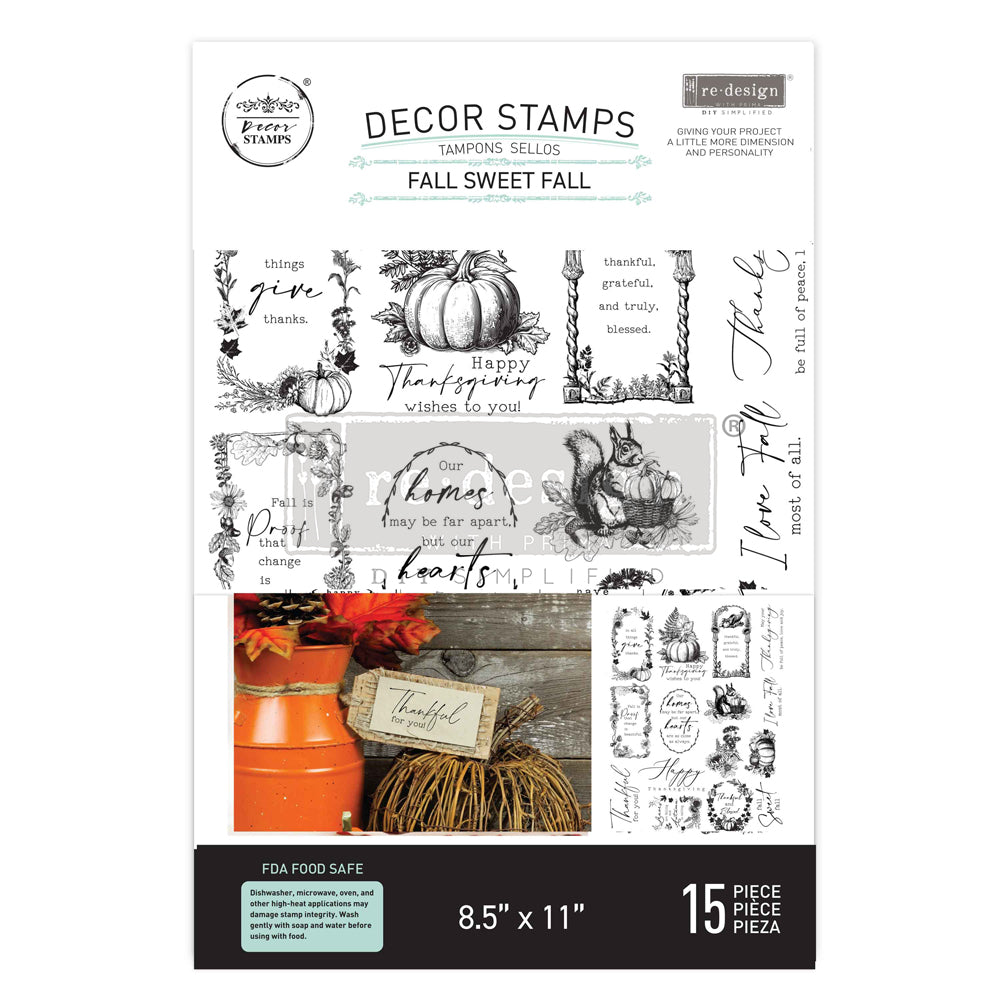 Re-Design with Prima FALL SWEET FALL Decor Stamps Clear Stamps 8.5x11 #671419