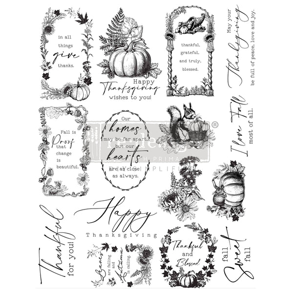 Re-Design with Prima FALL SWEET FALL Decor Stamps Clear Stamps 8.5x11 #671419