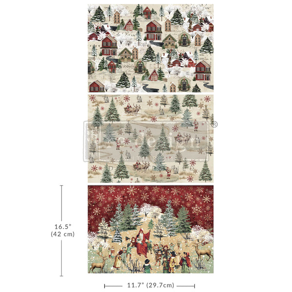 Re-Design with Prima Christmas WHIMSICAL WOODLAND A3 Decoupage FIBER 11.7" x 16.5" 3 Sheets #671471