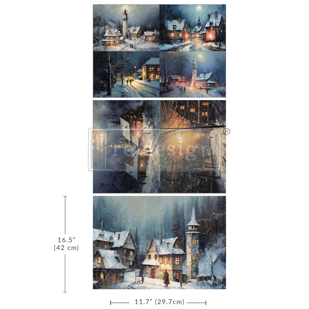 Re-Design with Prima Christmas SNOWY TWILIGHT A3 Decoupage FIBER 11.7