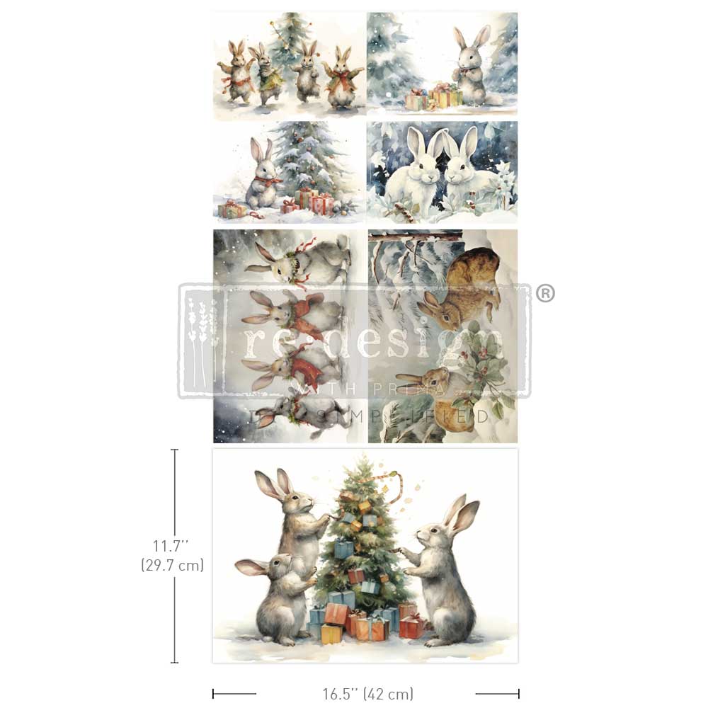 Re-Design with Prima BUNNY WONDERLAND Christmas A3 Decoupage FIBER 11.7