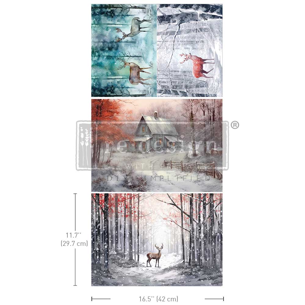 Re-Design with Prima DASHING THROUGH THE PINES Christmas A3 Decoupage FIBER 11.7