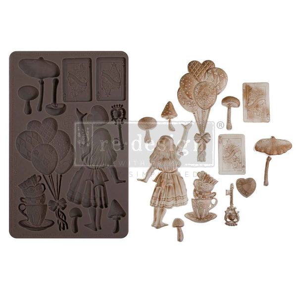 ReDesign with Prima WHIMSY CRAFT CHRONICLES Alice Wonderland Moulds Food Safe Heat Resistant Resin 5X8 #672447