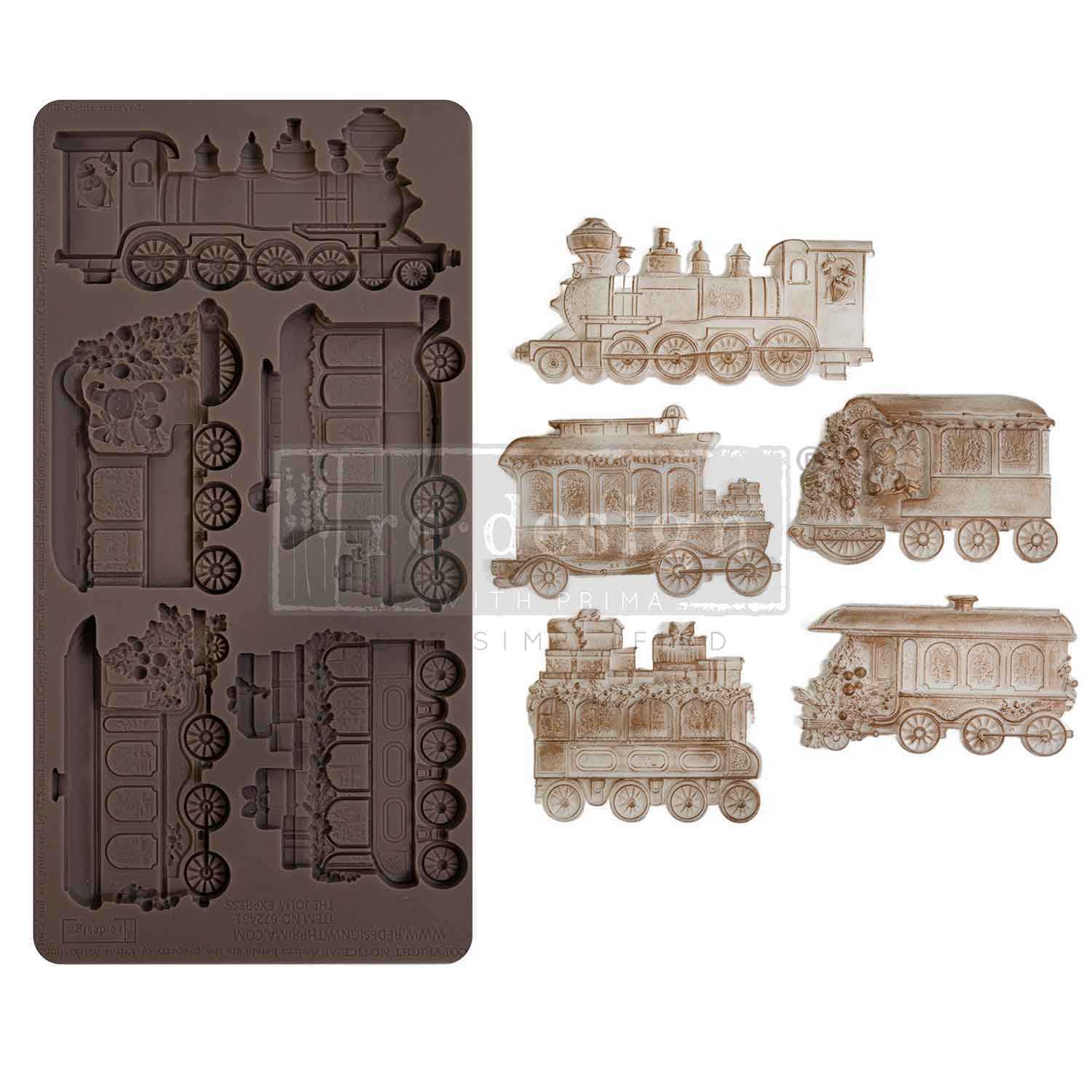 Re-Design with Prima THE JOLLY EXPRESS Christmas Decor Moulds 5X10 Food Resin #672461