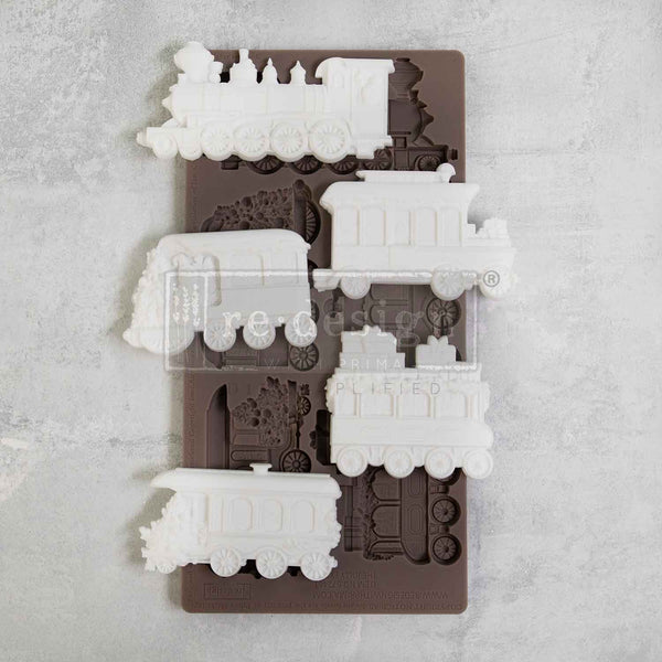 Re-Design with Prima THE JOLLY EXPRESS Christmas Decor Moulds 5X10 Food Resin #672461