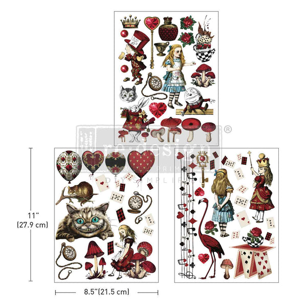 re-design with Prima WONDERLAND IMPRESSIONS Alice 8.5 x 11 Middy Decor Transfers 3 sheets #672492