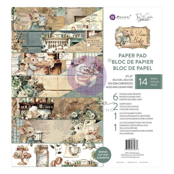 Prima THE HOME BAKER Collection 12x12 Paper Pad 14 Sheets #672638