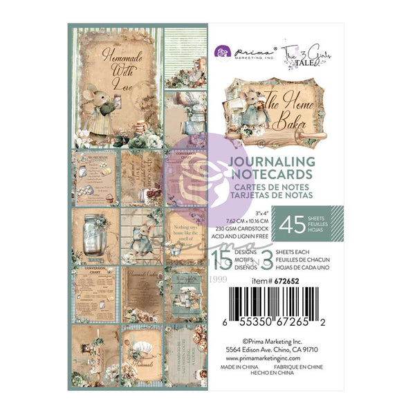 Prima THE HOME BAKER Collection JOURNALING NOTECARDS 3x4 #672652