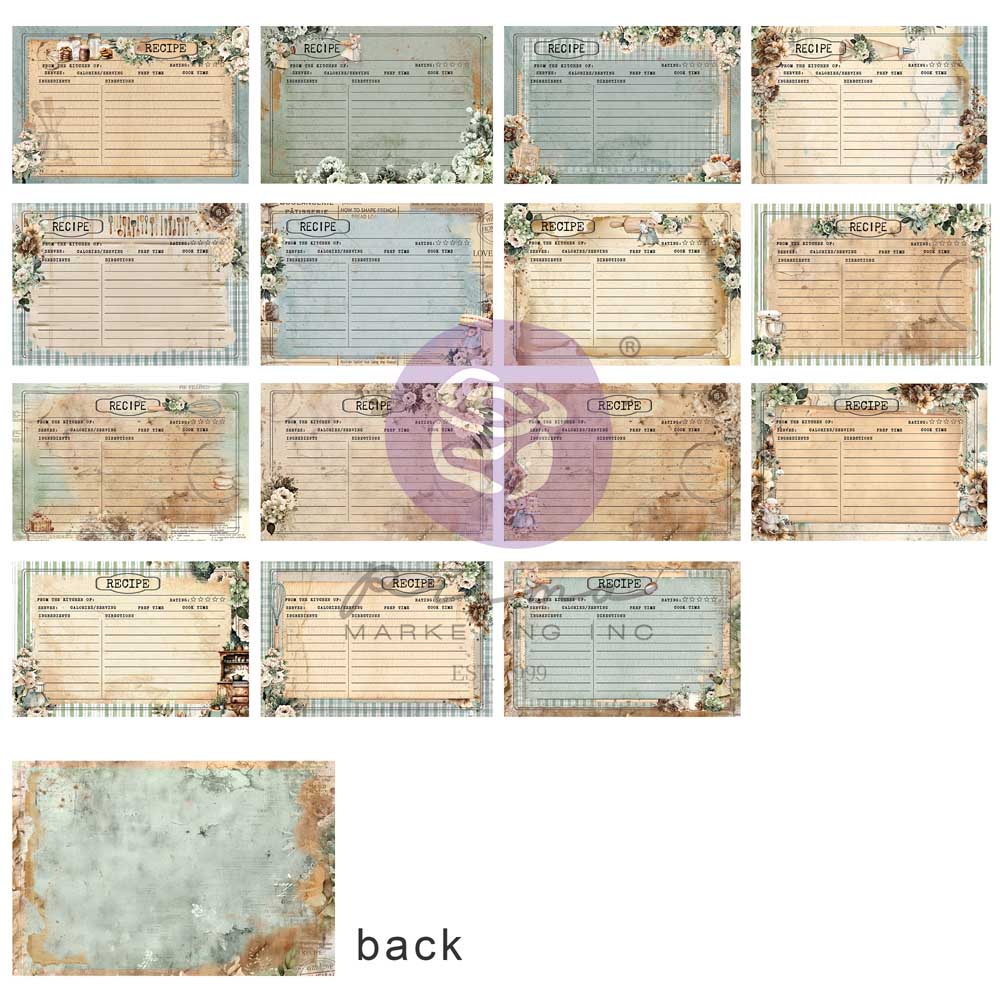 Prima THE HOME BAKER Collection Recipe Cards4X6 Journaling Notecards #672669