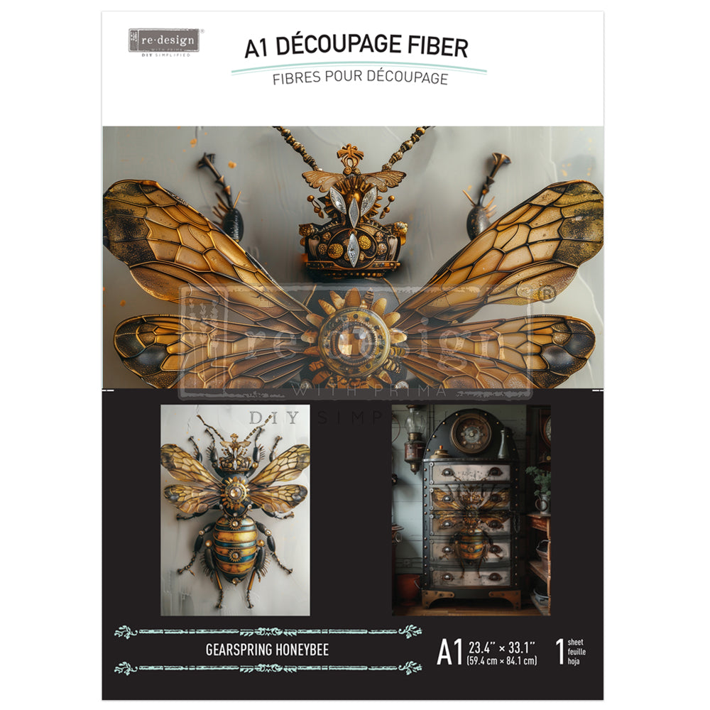 Re-Design with Prima GEARSPRING HONEYBEE A1 Decoupage FIBER 23.4