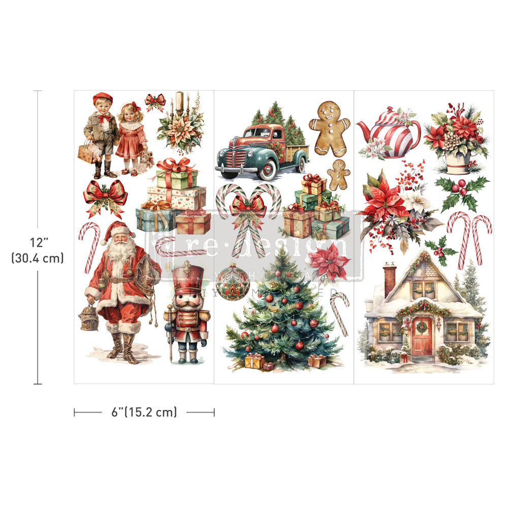 Re-design with Prima JOYFUL JINGLES 6X12 Decor Transfers 3 sheets #673680