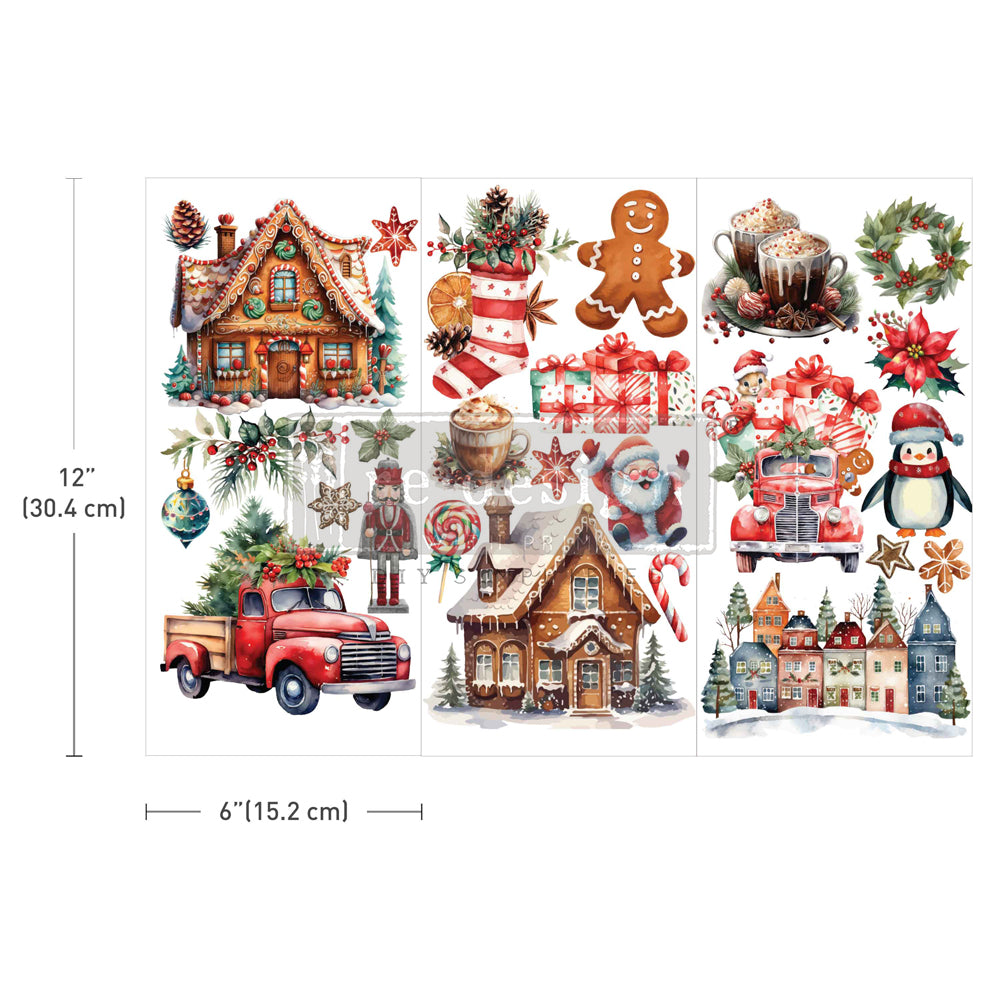 Re-design with Prima WINTER WONDERLAND WONDERS 6X12 Decor Transfers 3 sheets #673697