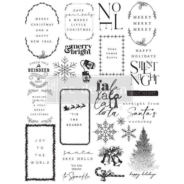 Re-Design with Prima HERE COMES SANTA Christmas Decor Stamps Clear Stamps 8.5x11 #673826