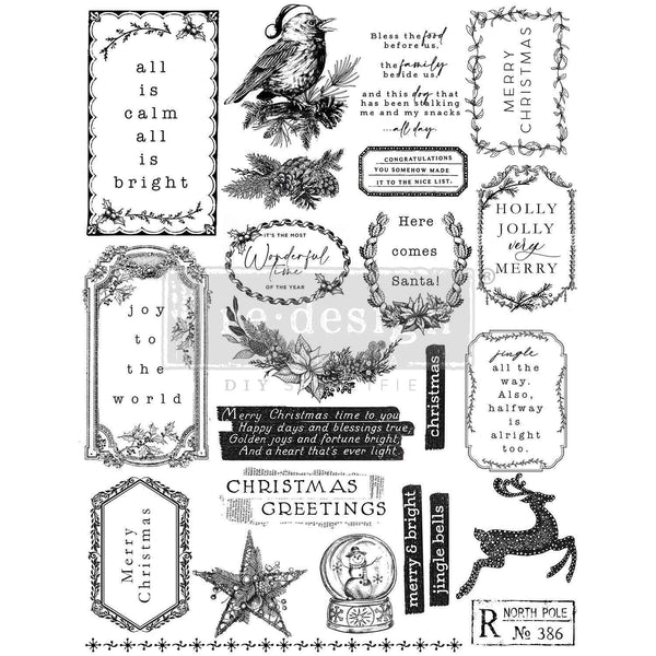 Re-Design with Prima HOLLY JOLLY Christmas Decor Stamps Clear Stamps 8.5x11 #673833